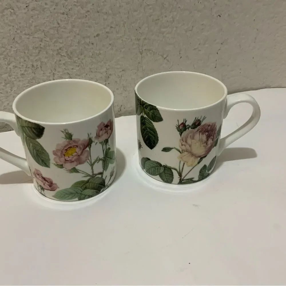 SET of 2 Stechol Gracie Bone China Redoute Rose Cylinder Mug G13
